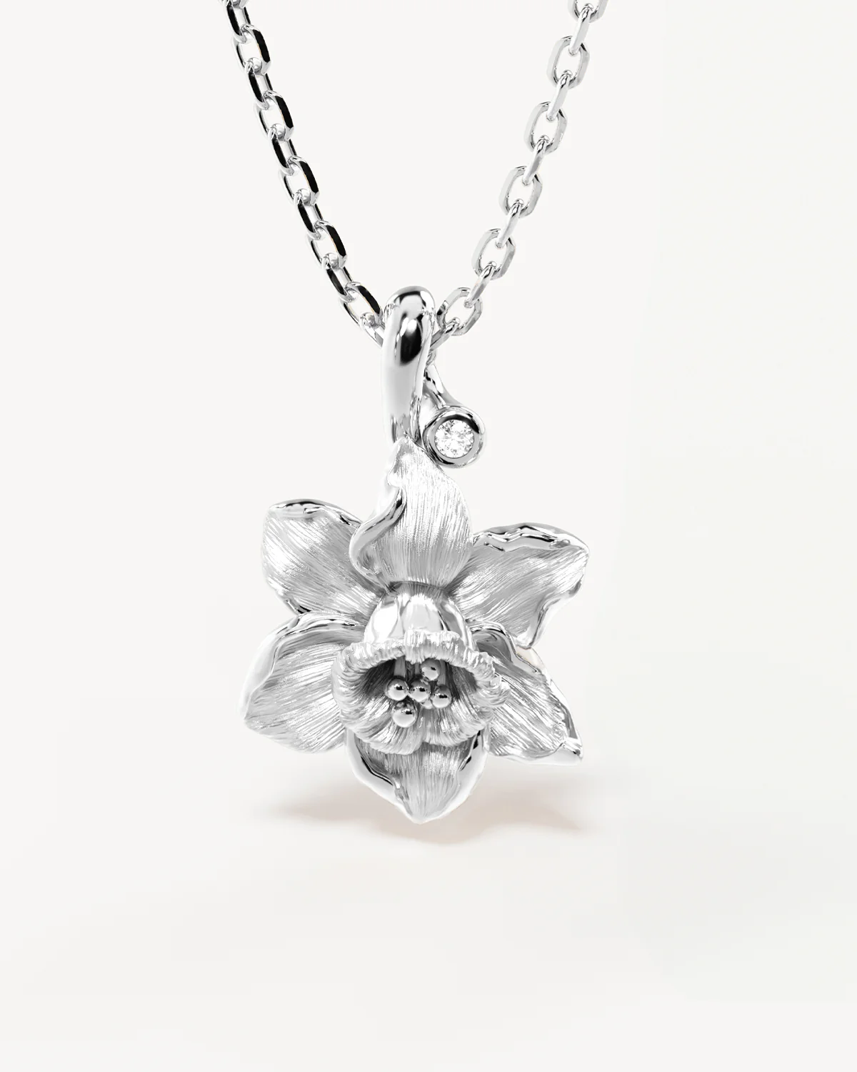 Sterling Silver Daffodil March Birth Flower Necklace