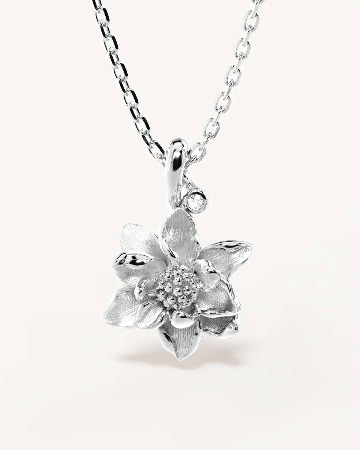 Sterling Silver Water Lily July Birth Flower Necklace