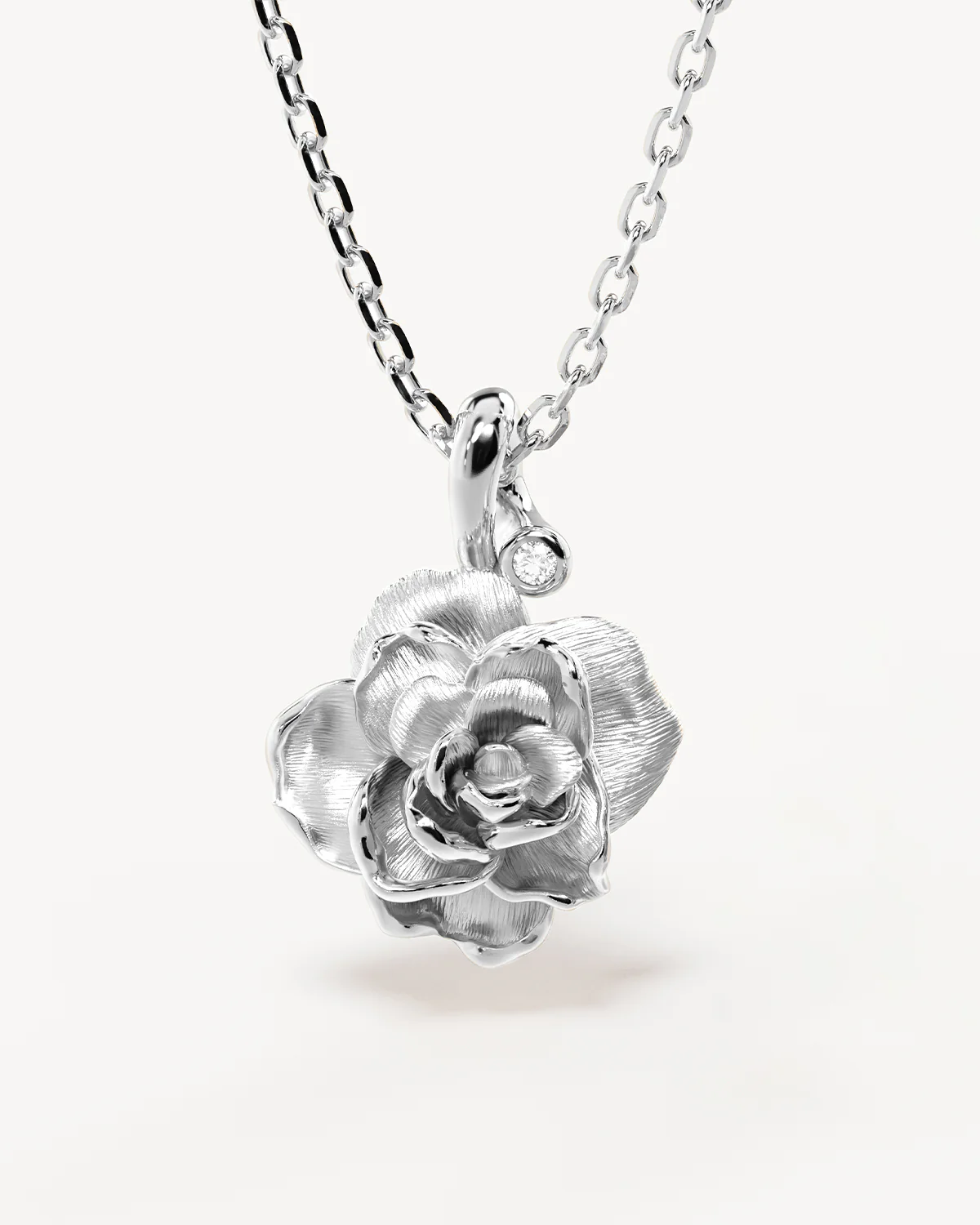 Sterling Silver Rose June Birth Flower Necklace