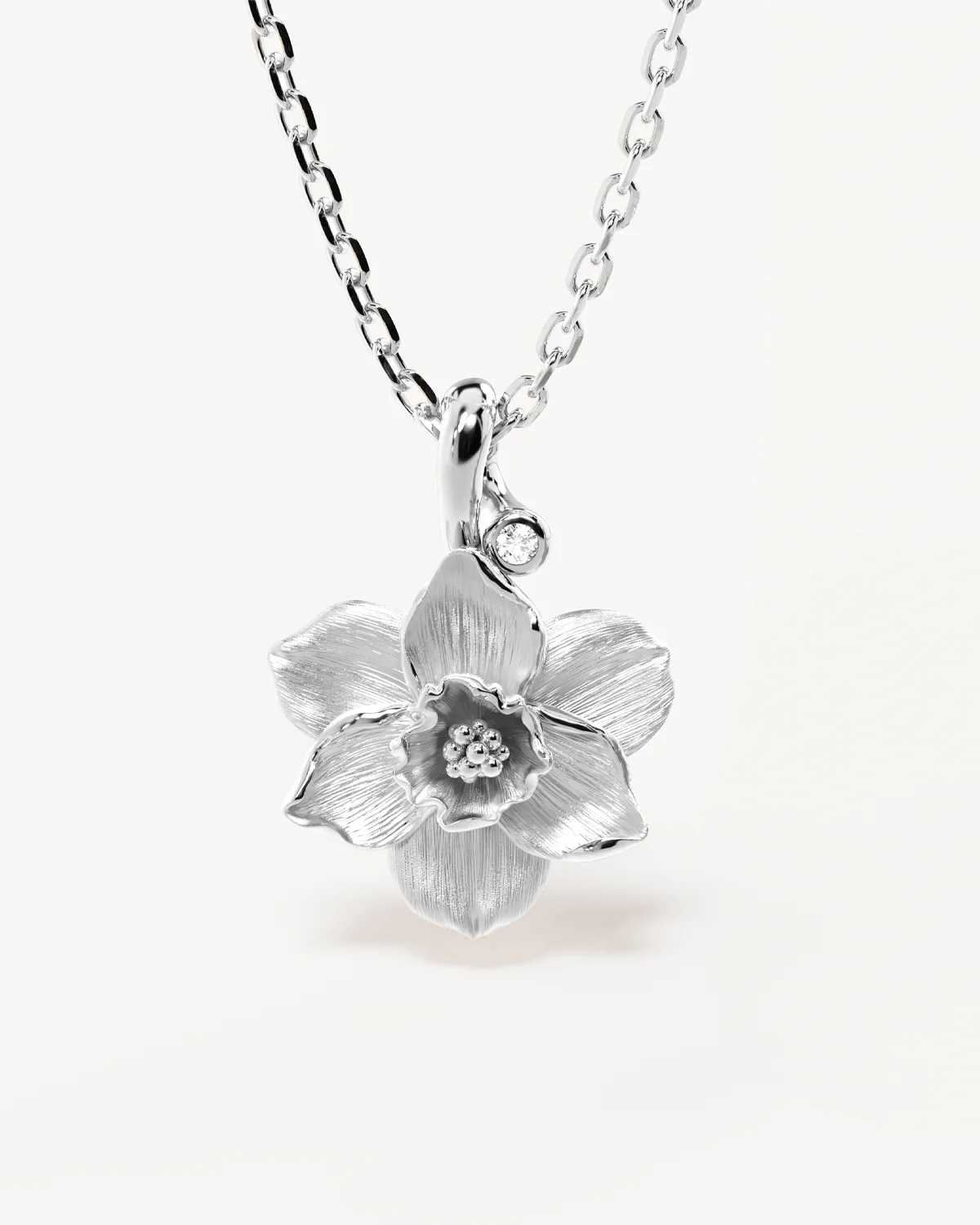 Sterling Silver Narcissus December Birth Flower Necklace