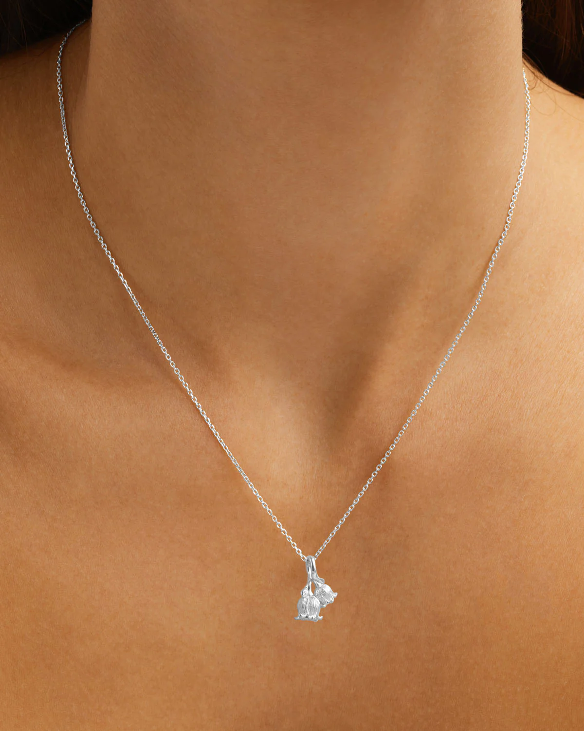 Sterling Silver Lily of the Valley May Birth Flower Necklace