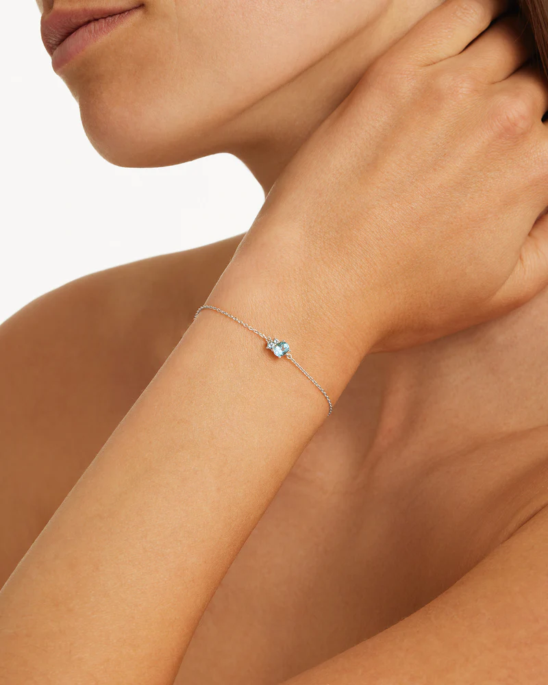 Sterling Silver Kindred Birthstone Bracelet - March