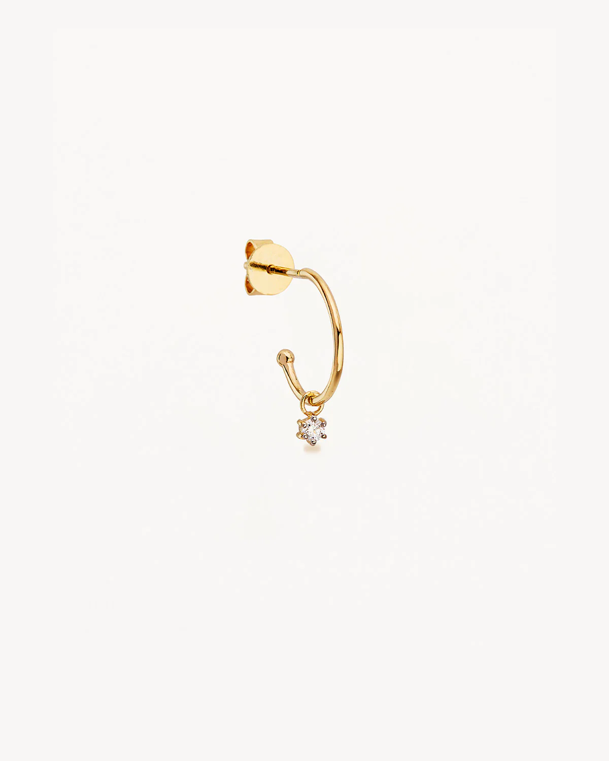 14k Solid Gold Sweet Droplet Diamond Hoop