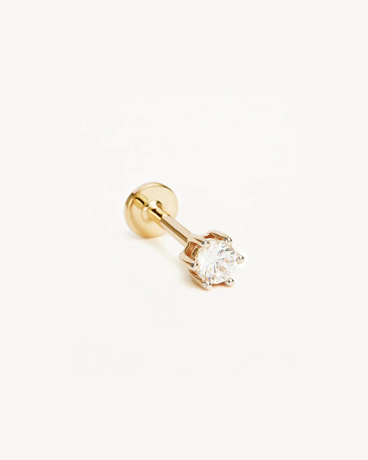 14k Solid Gold Crystal Cartilage Earring