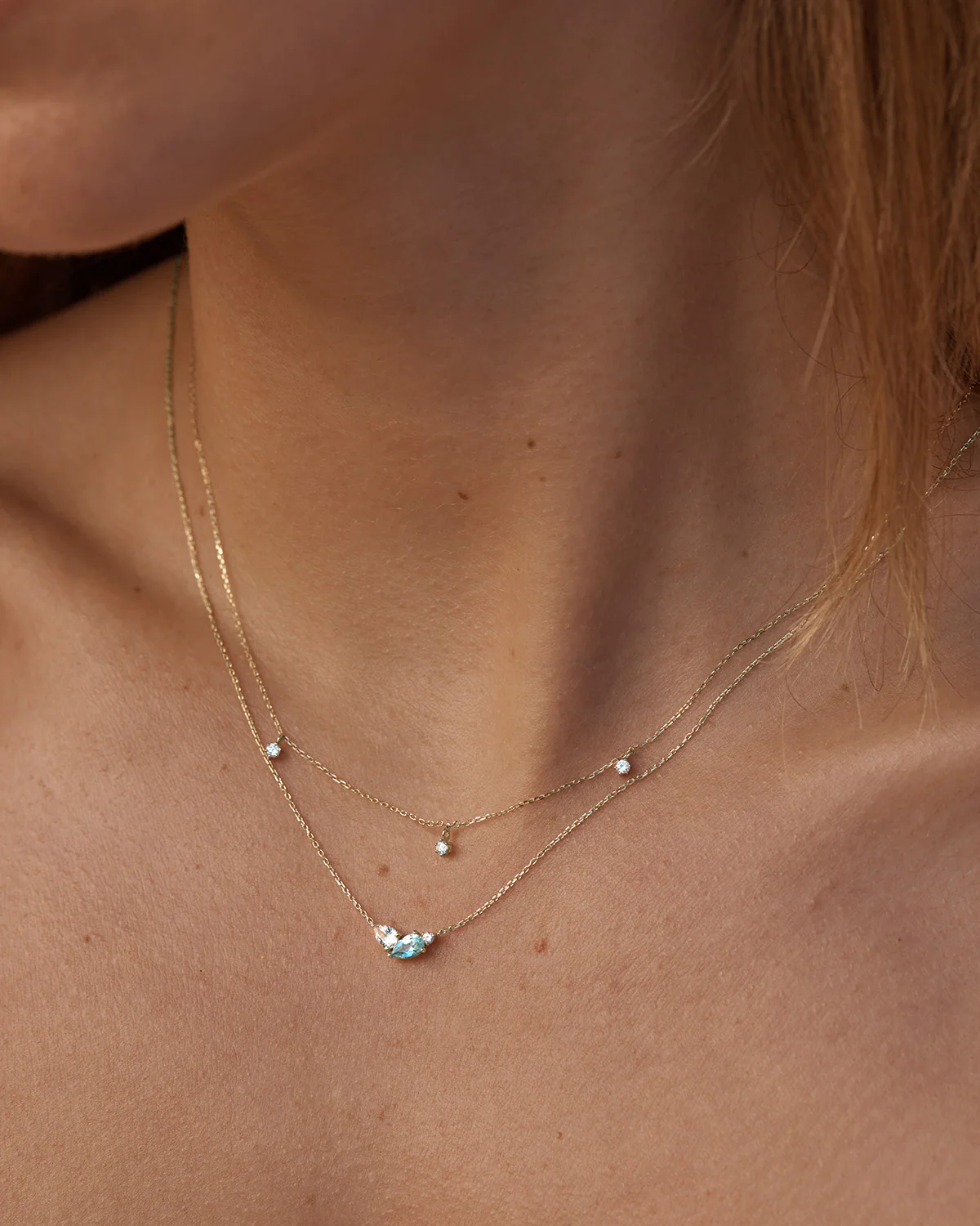 14k Solid Gold Droplets Diamond Necklace