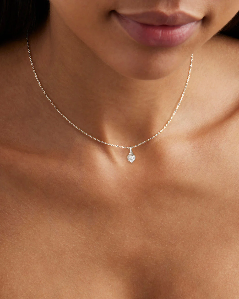 Sterling Silver Radiant Heart Annex Link Pendant