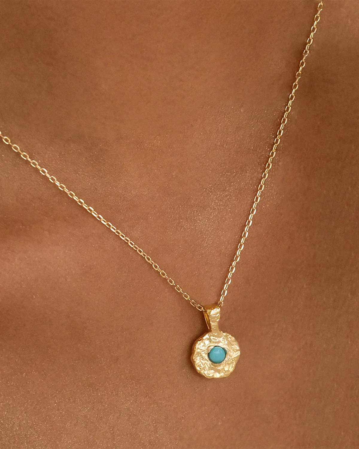 18k Gold Vermeil Written In The Stars Birthstone Necklace Pendant - December - Turquoise