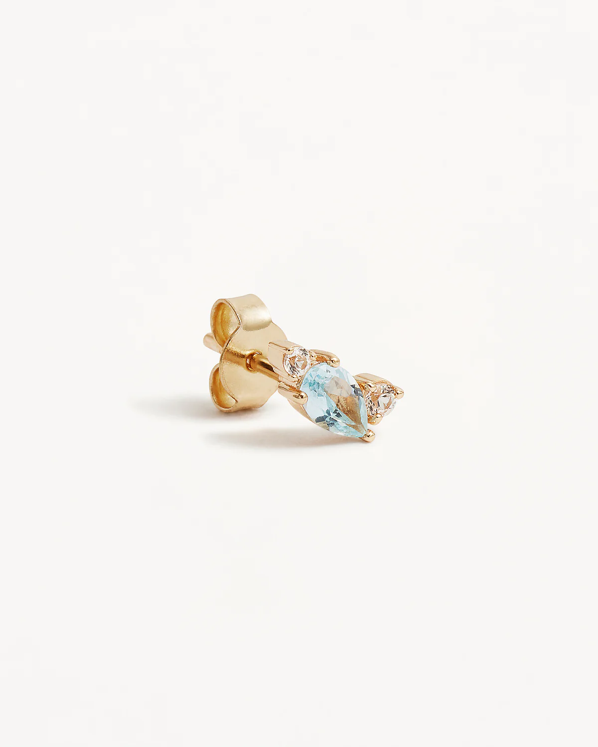 14k Solid Gold By Your Side Sapphire Single Earring - Right