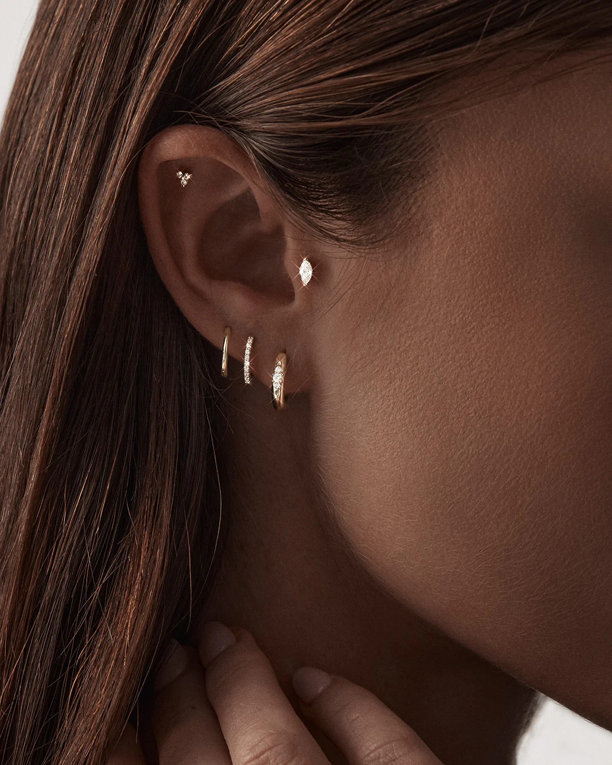 14k Solid Gold Petal Lab-Grown Diamond Cartilage Earring
