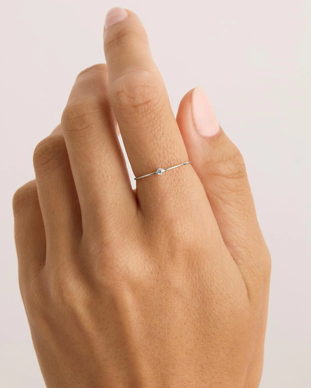 14k Solid White Gold Sweet Droplet Diamond Ring