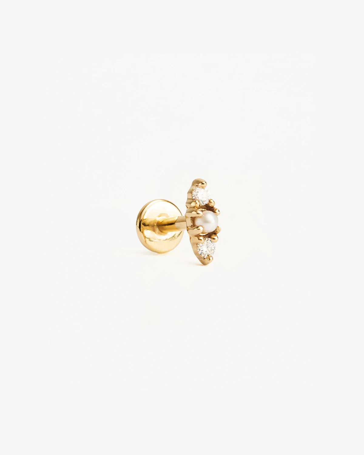 14k Solid Gold Diamond Angelic Cartilage Flatback Earring