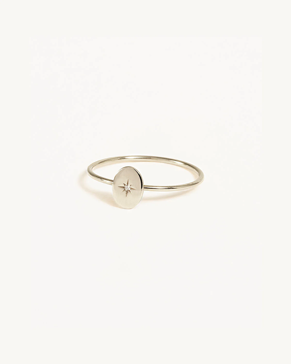 14k Solid White Gold Shine Your Light Ring