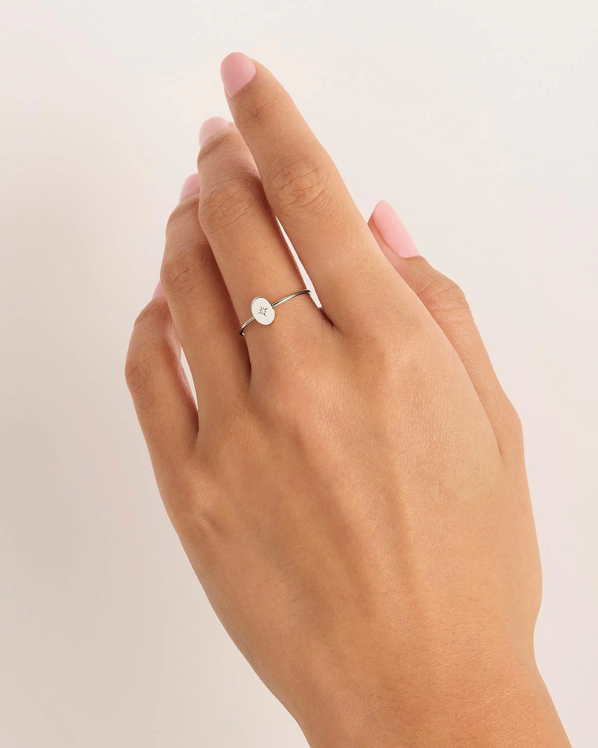 14k Solid White Gold Shine Your Light Ring