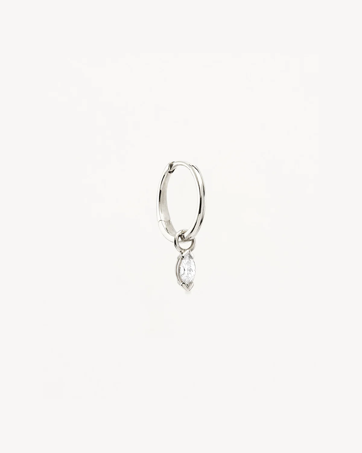 14k Solid White Gold Floating Petal Lab-Grown Diamond Hoop