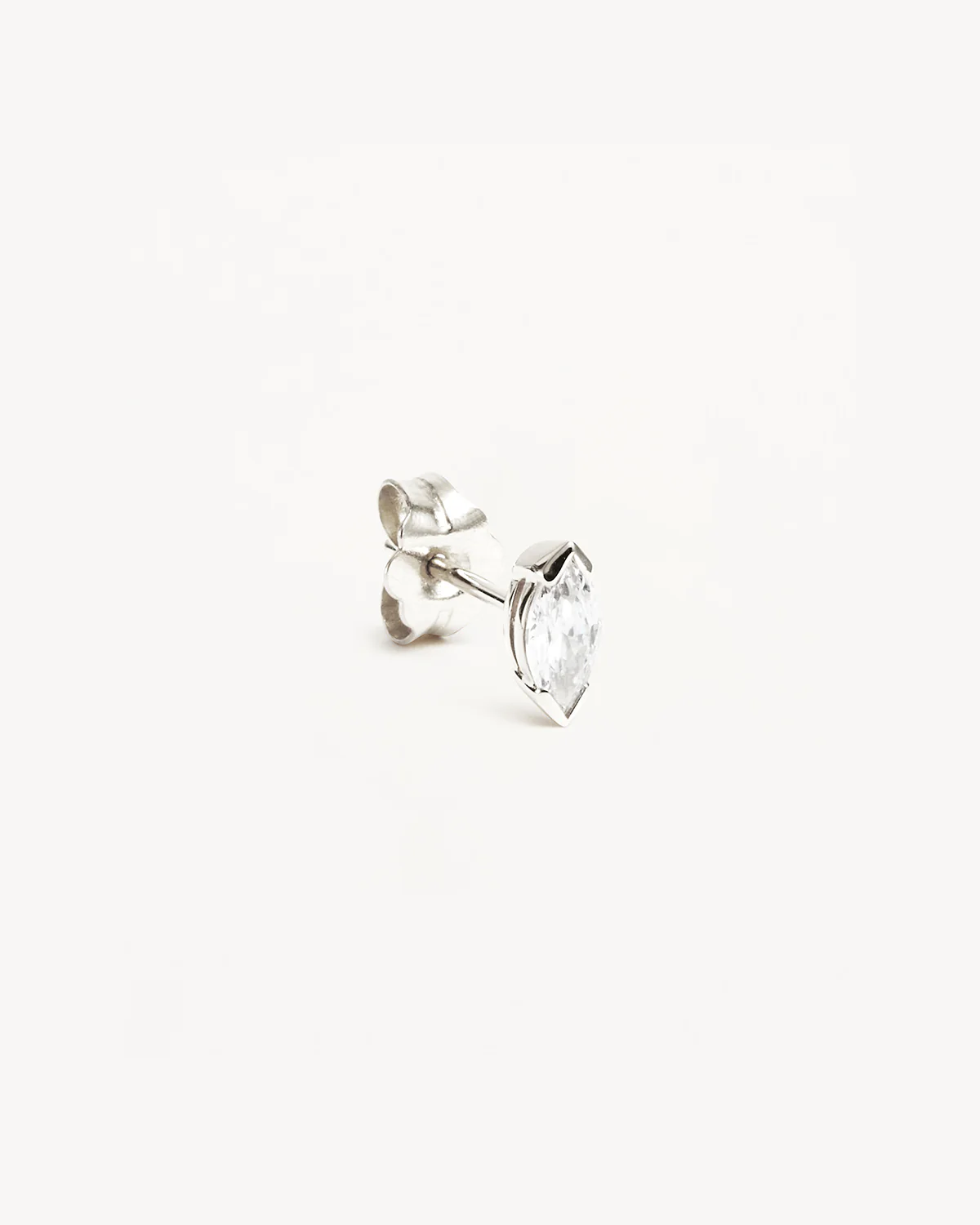 14k Solid White Gold Floating Petal Lab-Grown Diamond Stud Earring