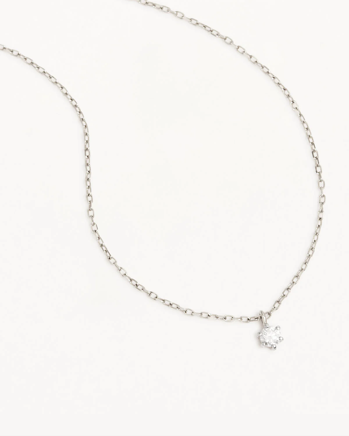 14k Solid White Gold Sweet Droplet Diamond Necklace