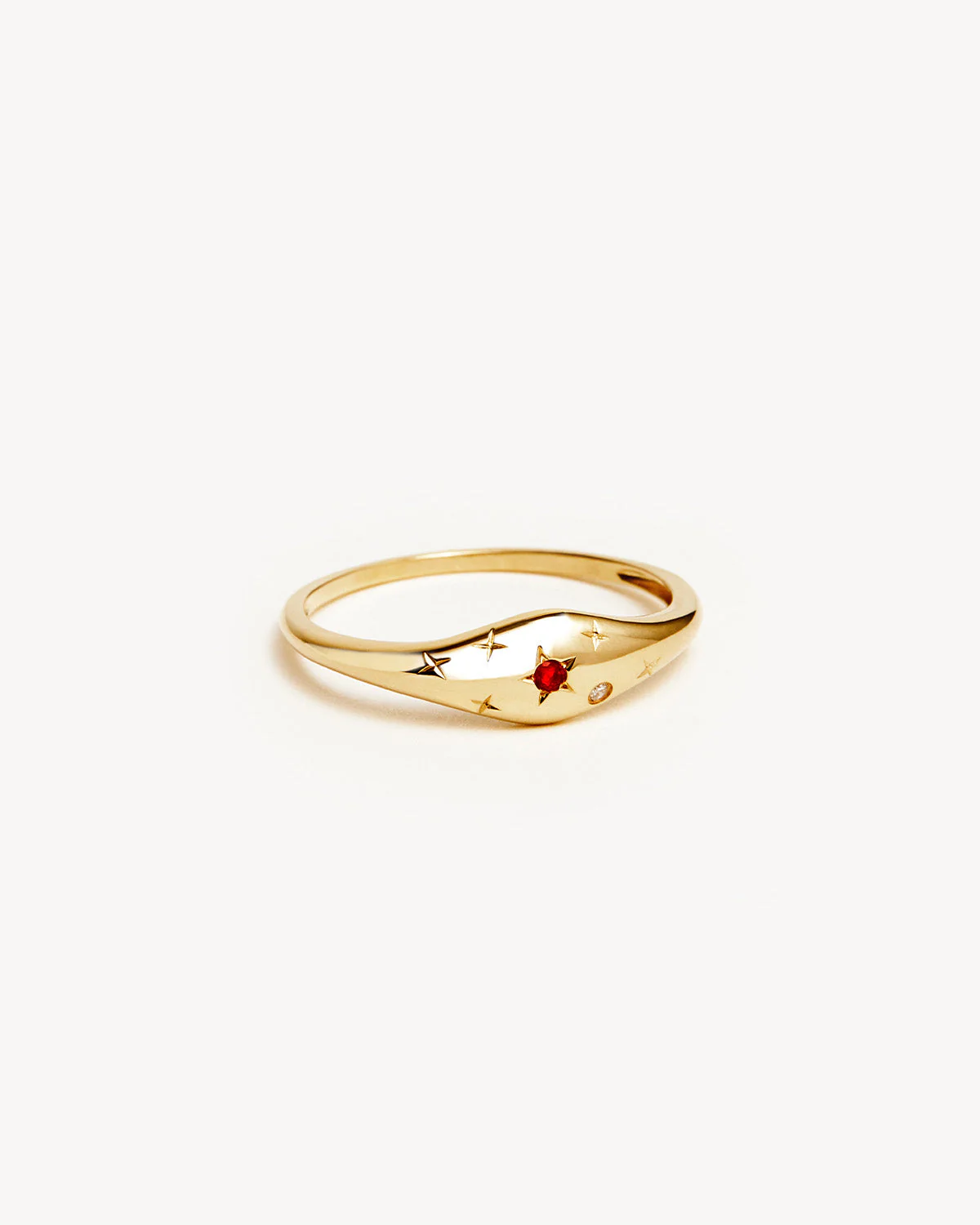 14k Solid Gold Lucky Starry Night Zodiac Diamond Ring - Scorpio
