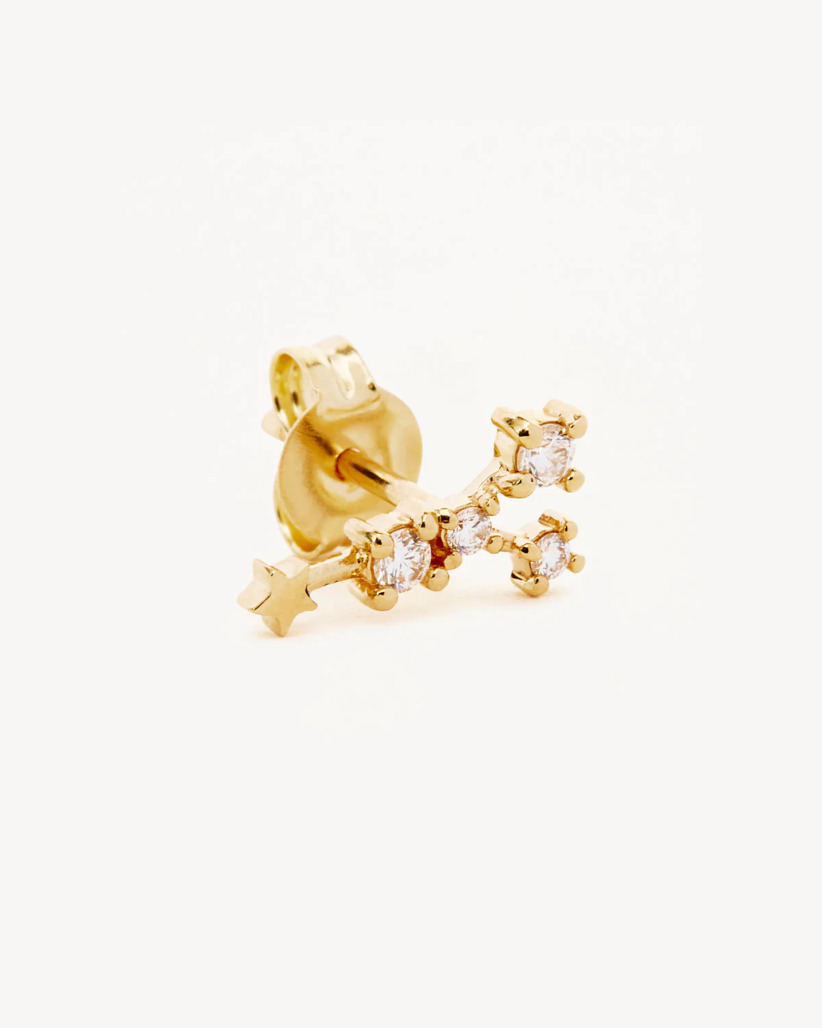 14k Solid Gold Starry Night Zodiac Constellation Diamond Earring - Cancer