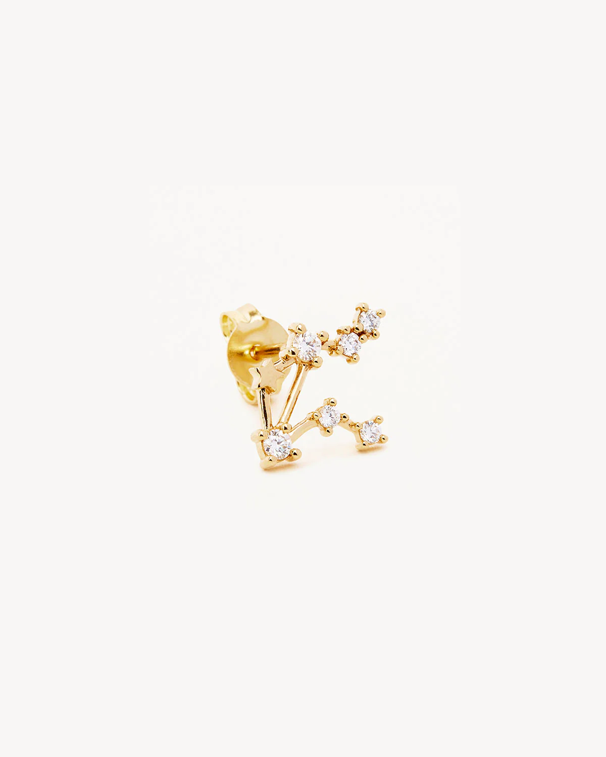 14k Solid Gold Starry Night Zodiac Constellation Diamond Earring - Libra