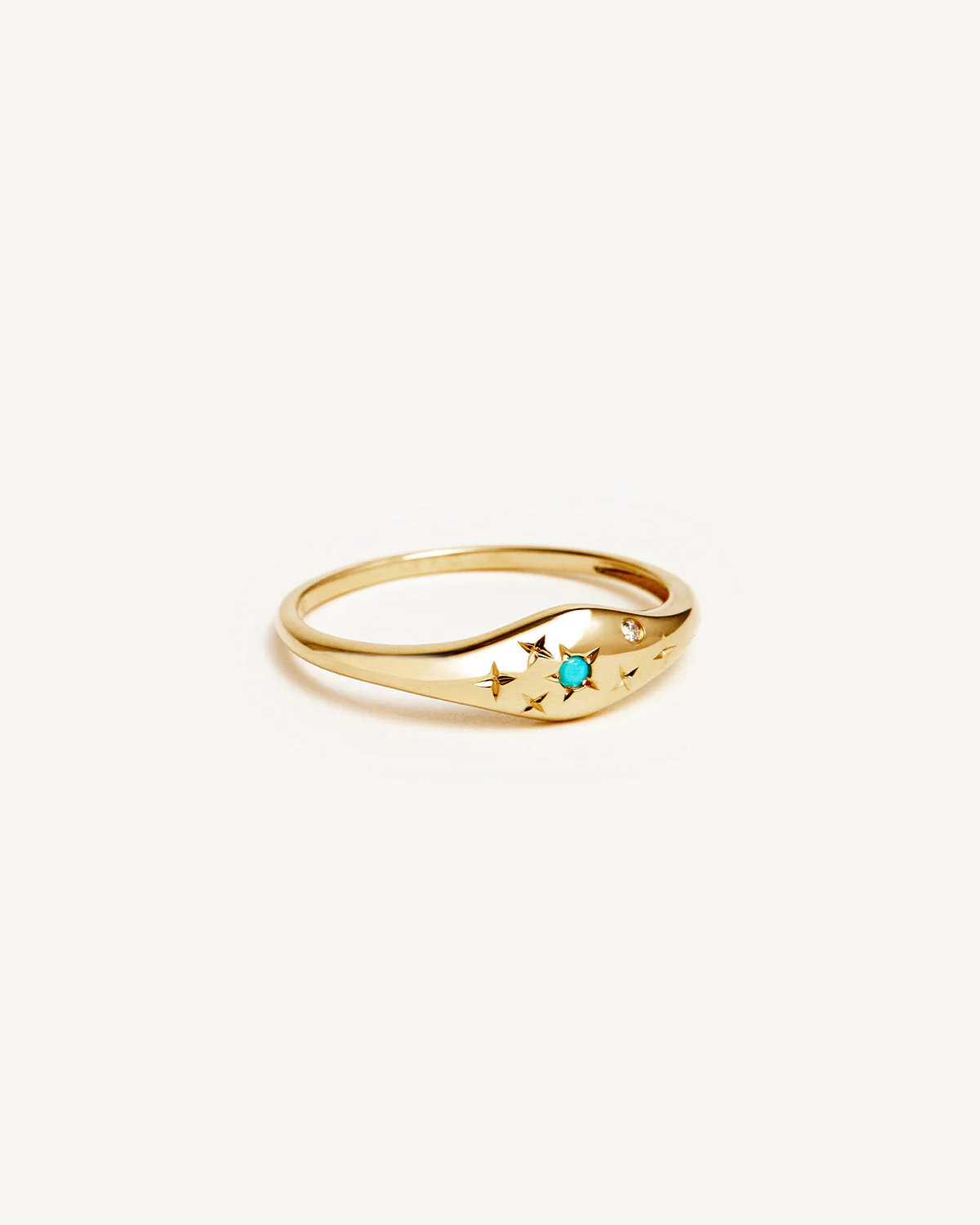14k Solid Gold Lucky Starry Night Zodiac Diamond Ring - Sagittarius