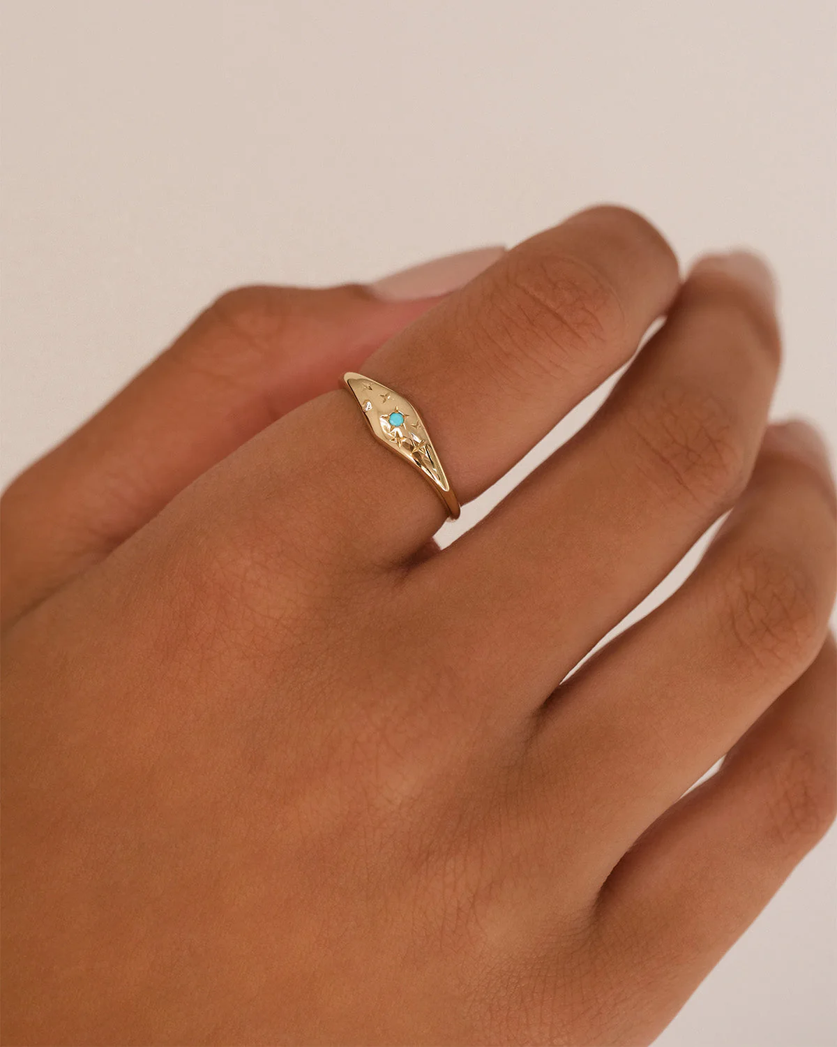 14k Solid Gold Lucky Starry Night Zodiac Diamond Ring - Sagittarius