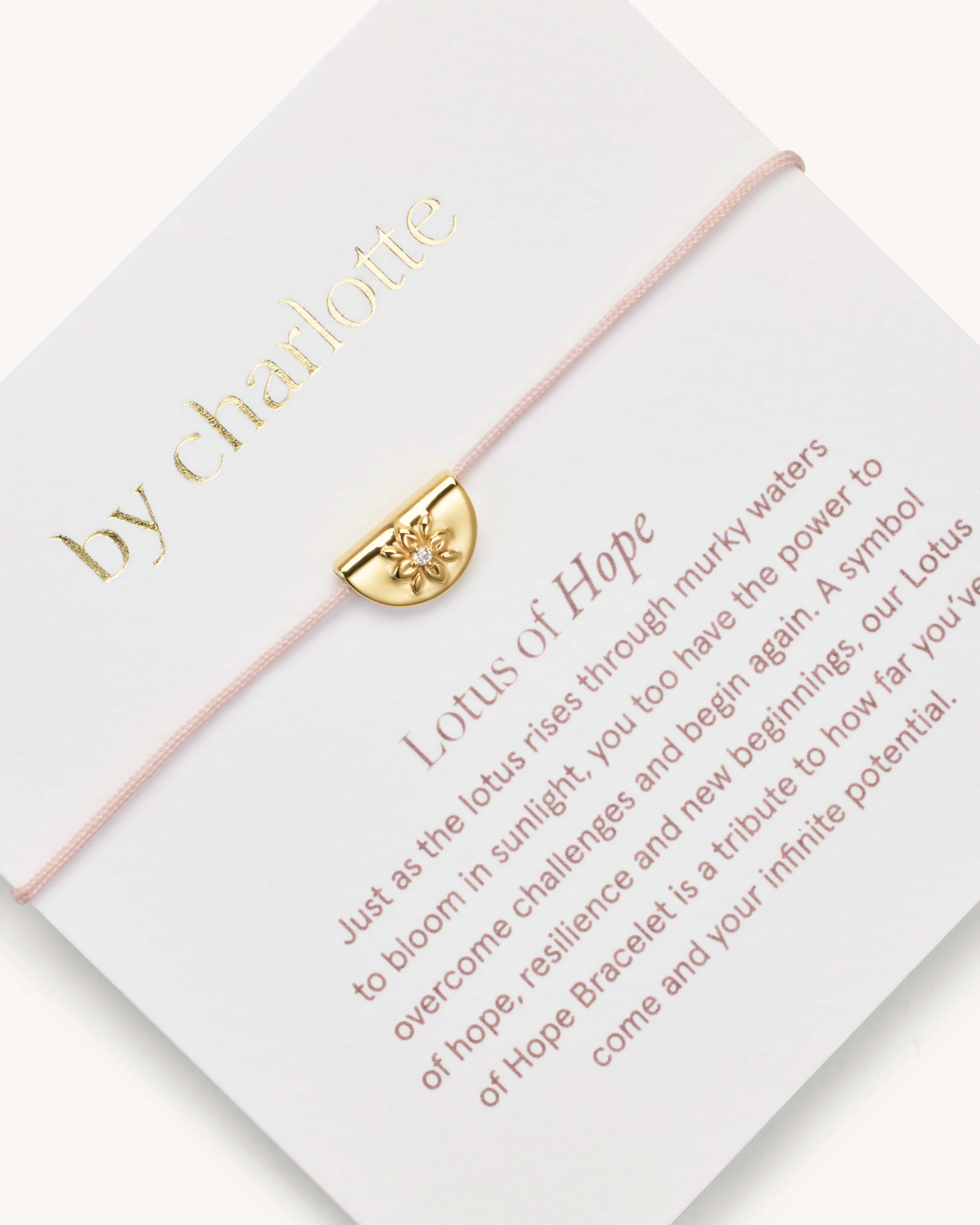 18k Gold Vermeil Lotus of Hope Cord Bracelet - Rose Quartz