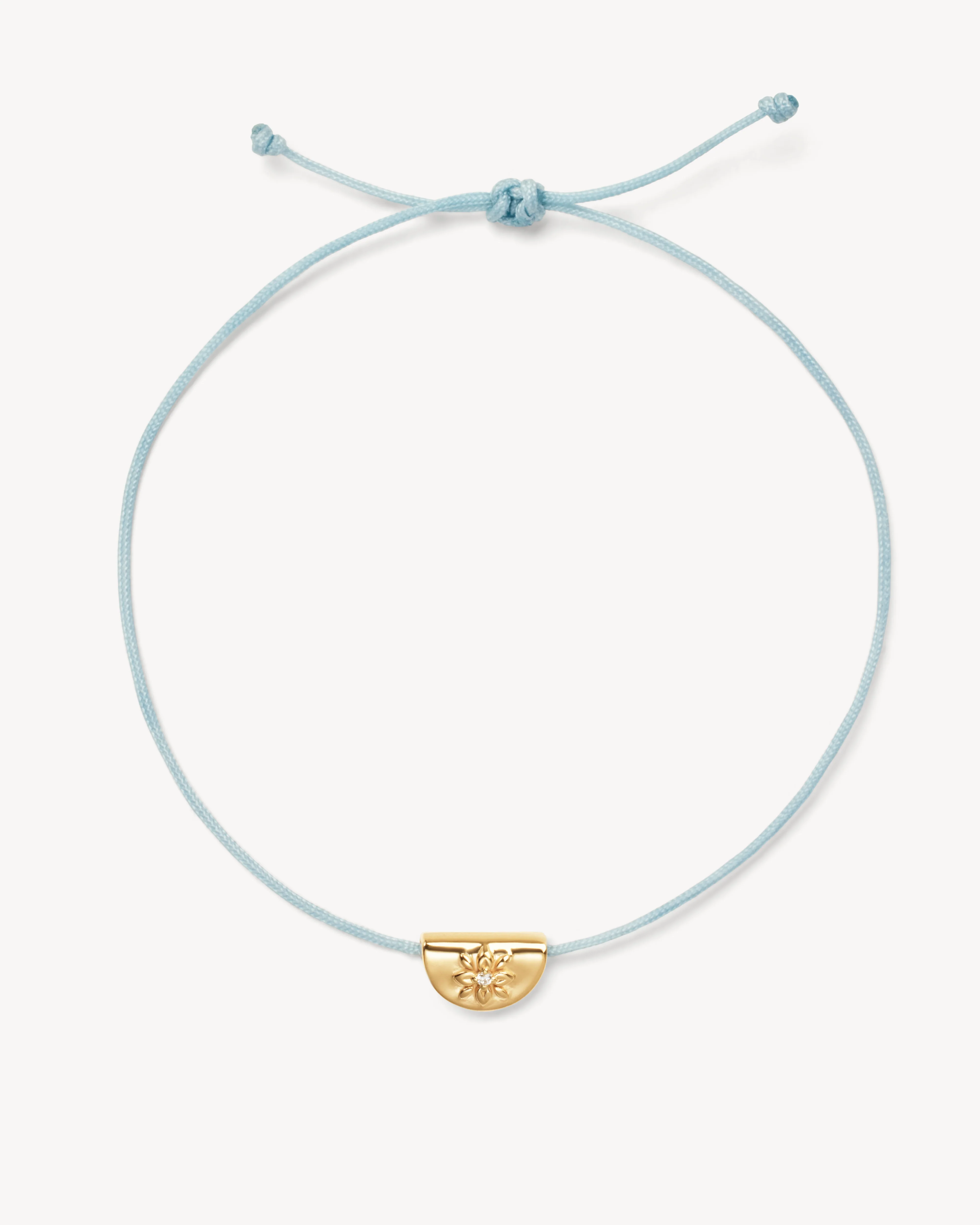 18k Gold Vermeil Lotus of Hope Cord Bracelet - Cloud Blue