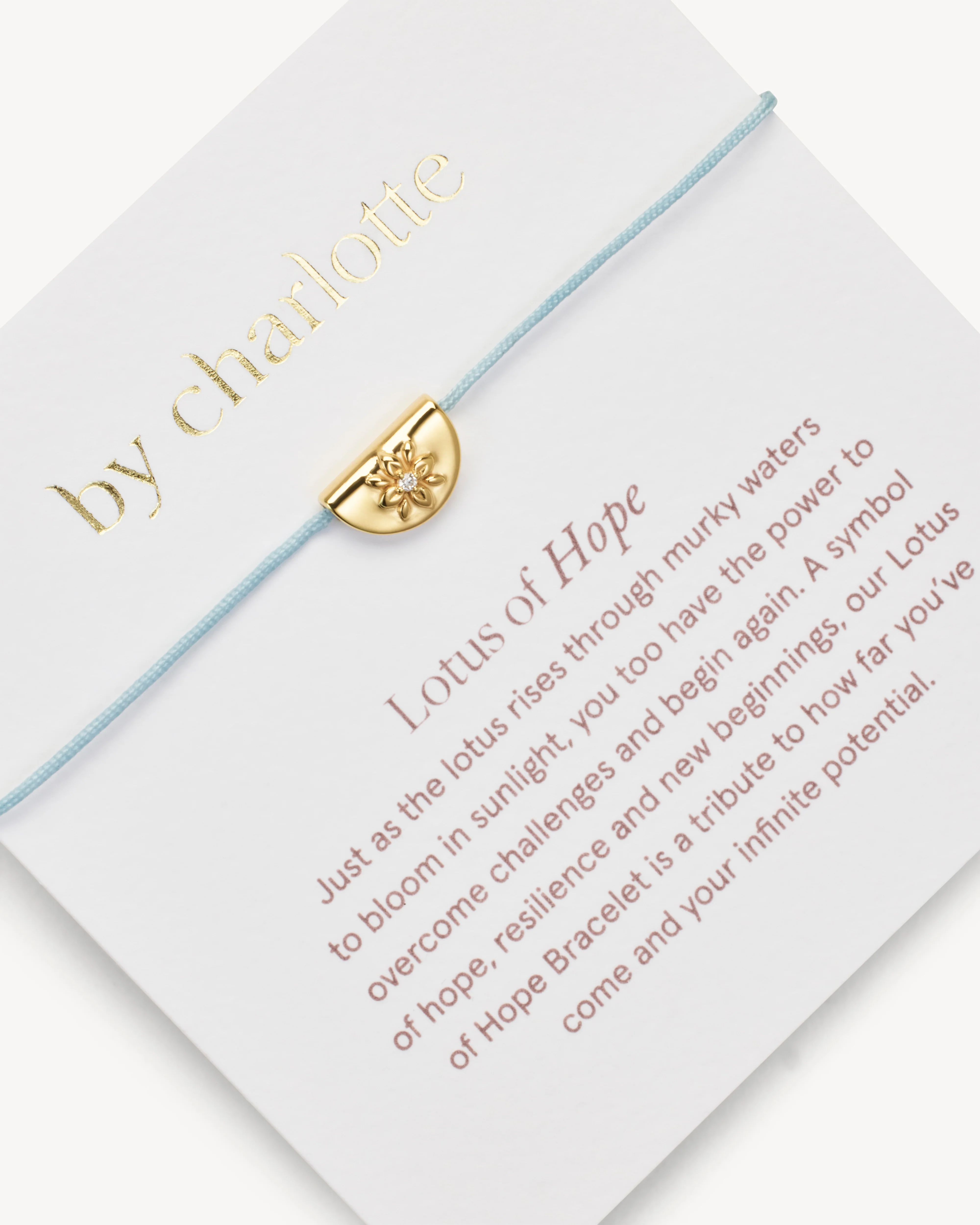 18k Gold Vermeil Lotus of Hope Cord Bracelet - Cloud Blue