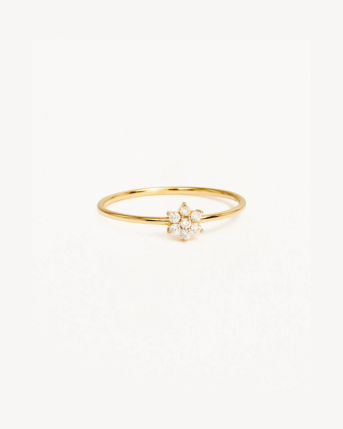 14k Solid Gold Crystal Lotus Flower Ring