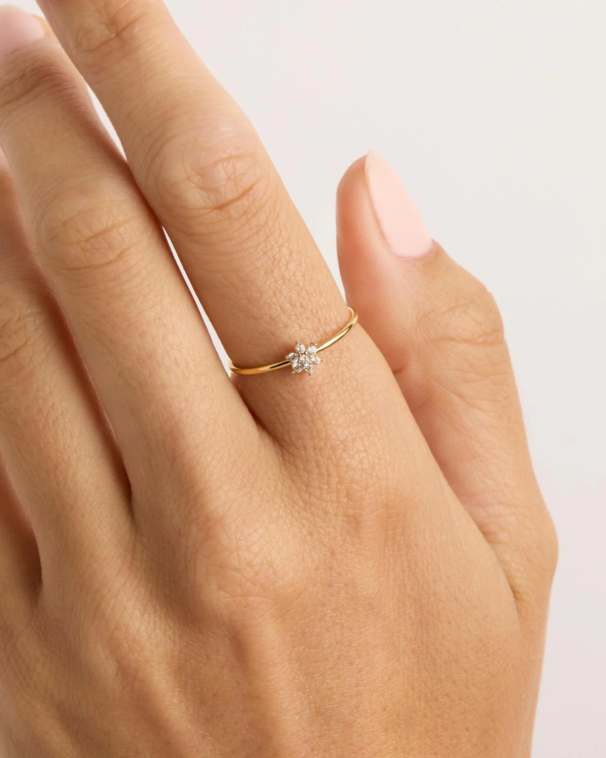 14k Solid Gold Crystal Lotus Flower Ring